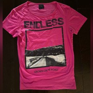 Zara Men Endless Folded Wrinkle Graphic T Shirt Pink Size Small